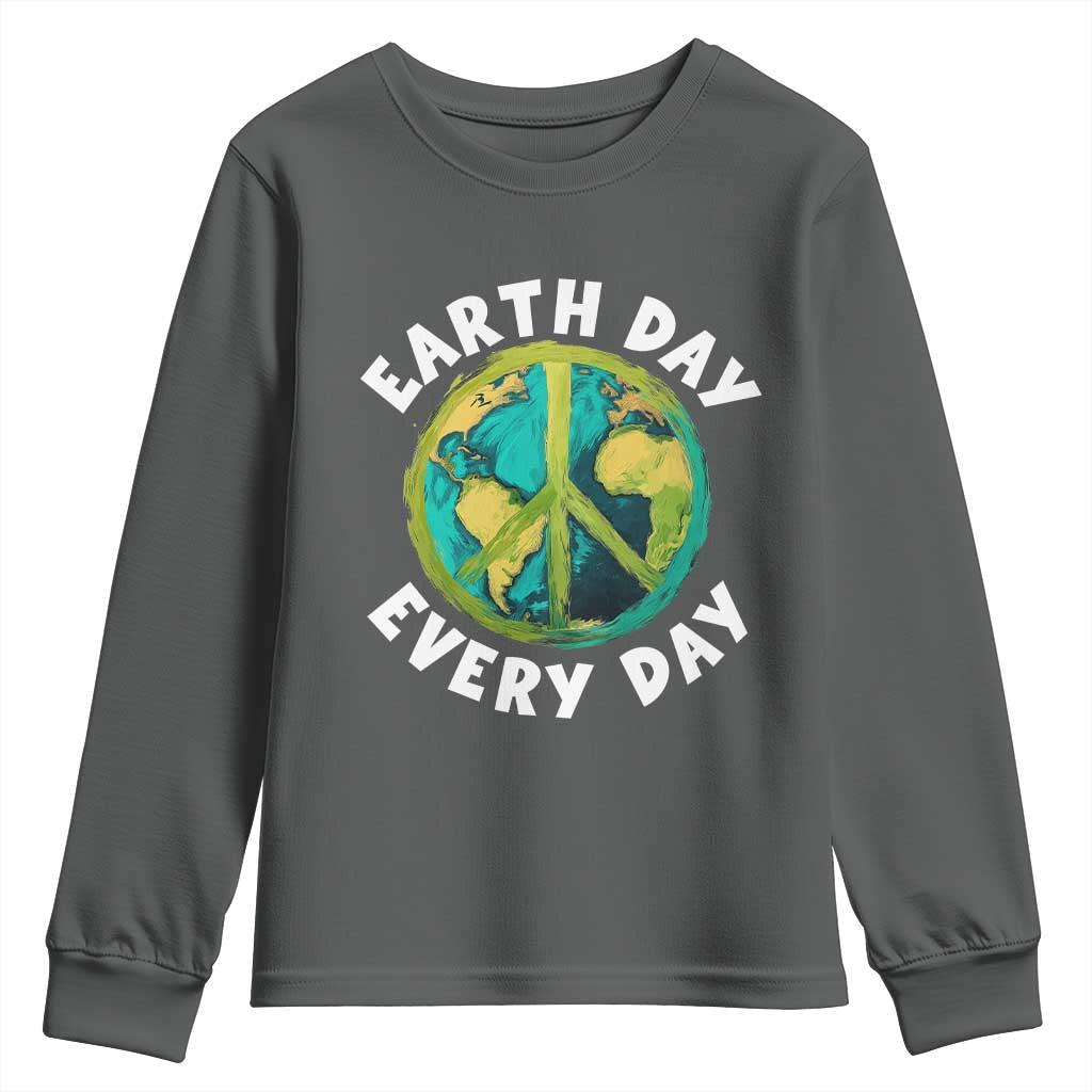 Earth Day Everyday Youth Sweatshirt Peace Sign Nature Lover TS14 Dark Heather Print Your Wear