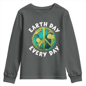 Earth Day Everyday Youth Sweatshirt Peace Sign Nature Lover TS14 Dark Heather Print Your Wear