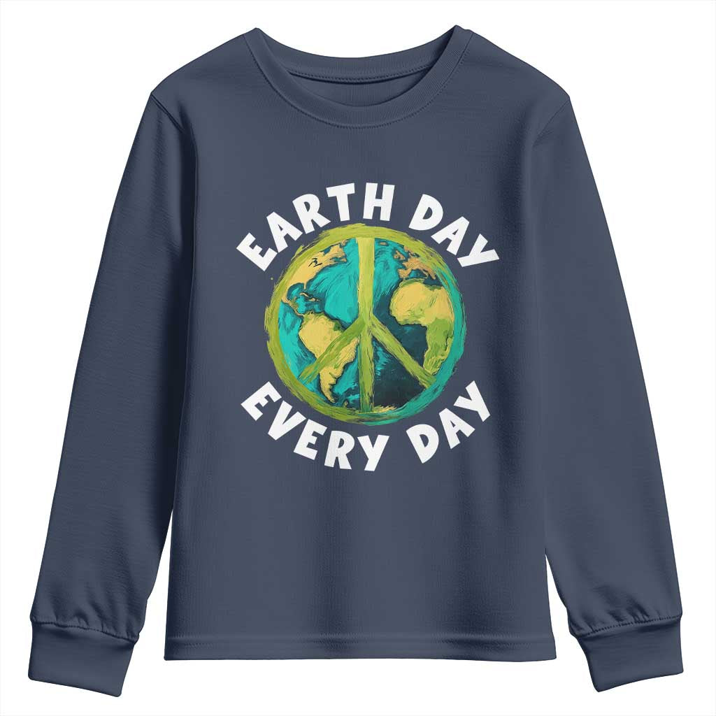 Earth Day Everyday Youth Sweatshirt Peace Sign Nature Lover TS14 Navy Print Your Wear