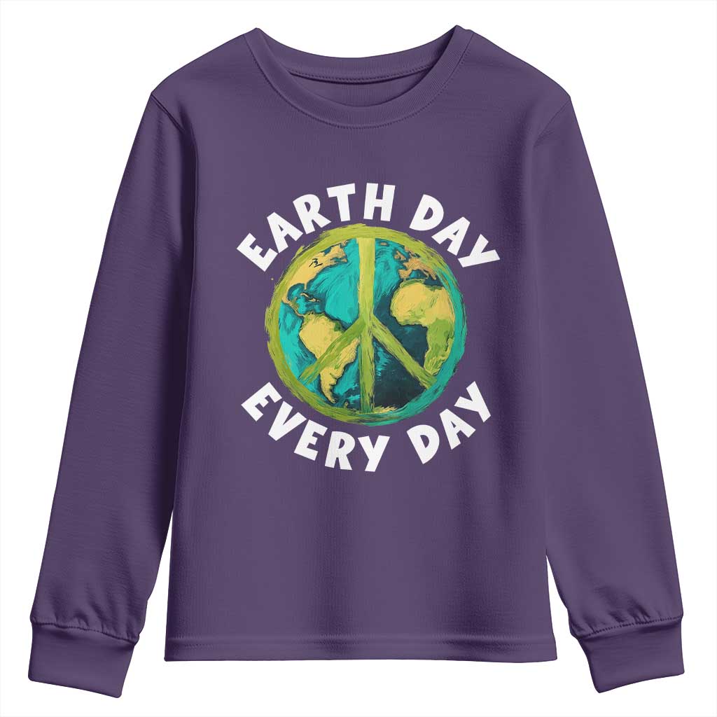 Earth Day Everyday Youth Sweatshirt Peace Sign Nature Lover TS14 Purple Print Your Wear