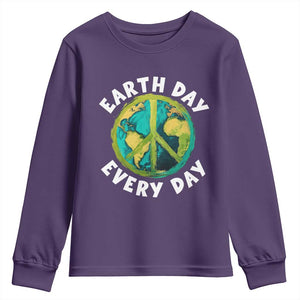 Earth Day Everyday Youth Sweatshirt Peace Sign Nature Lover TS14 Purple Print Your Wear