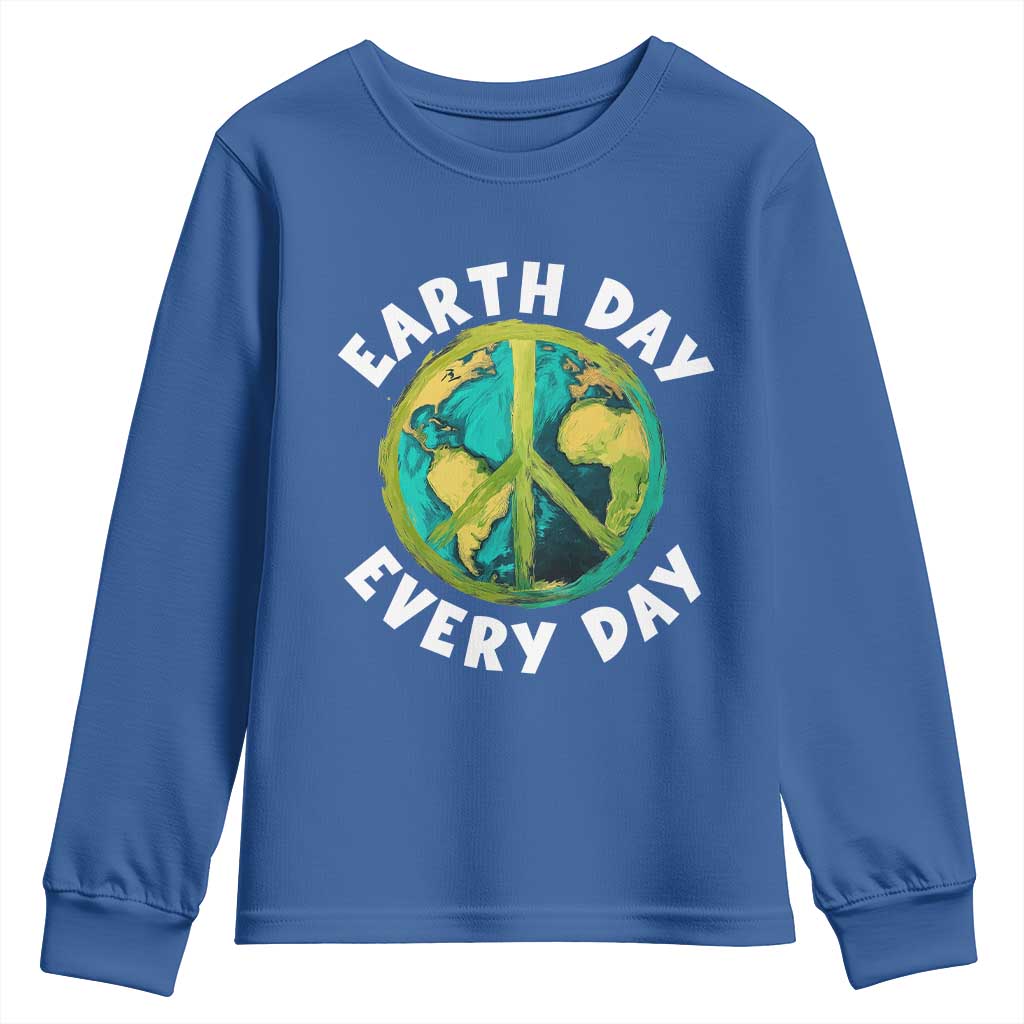 Earth Day Everyday Youth Sweatshirt Peace Sign Nature Lover TS14 Royal Blue Print Your Wear