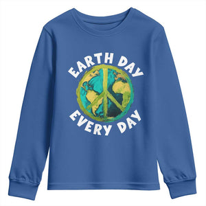 Earth Day Everyday Youth Sweatshirt Peace Sign Nature Lover TS14 Royal Blue Print Your Wear