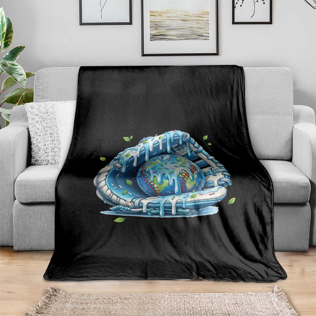 Earth Day Throw Blanket Funny Baseball Ice Cream Drip Glove Eco Friendly TS14 Print Your Wear