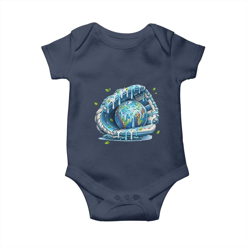 Earth Day Baby Onesie Funny Baseball Ice Cream Drip Glove Eco Friendly TS14 Navy Print Your Wear