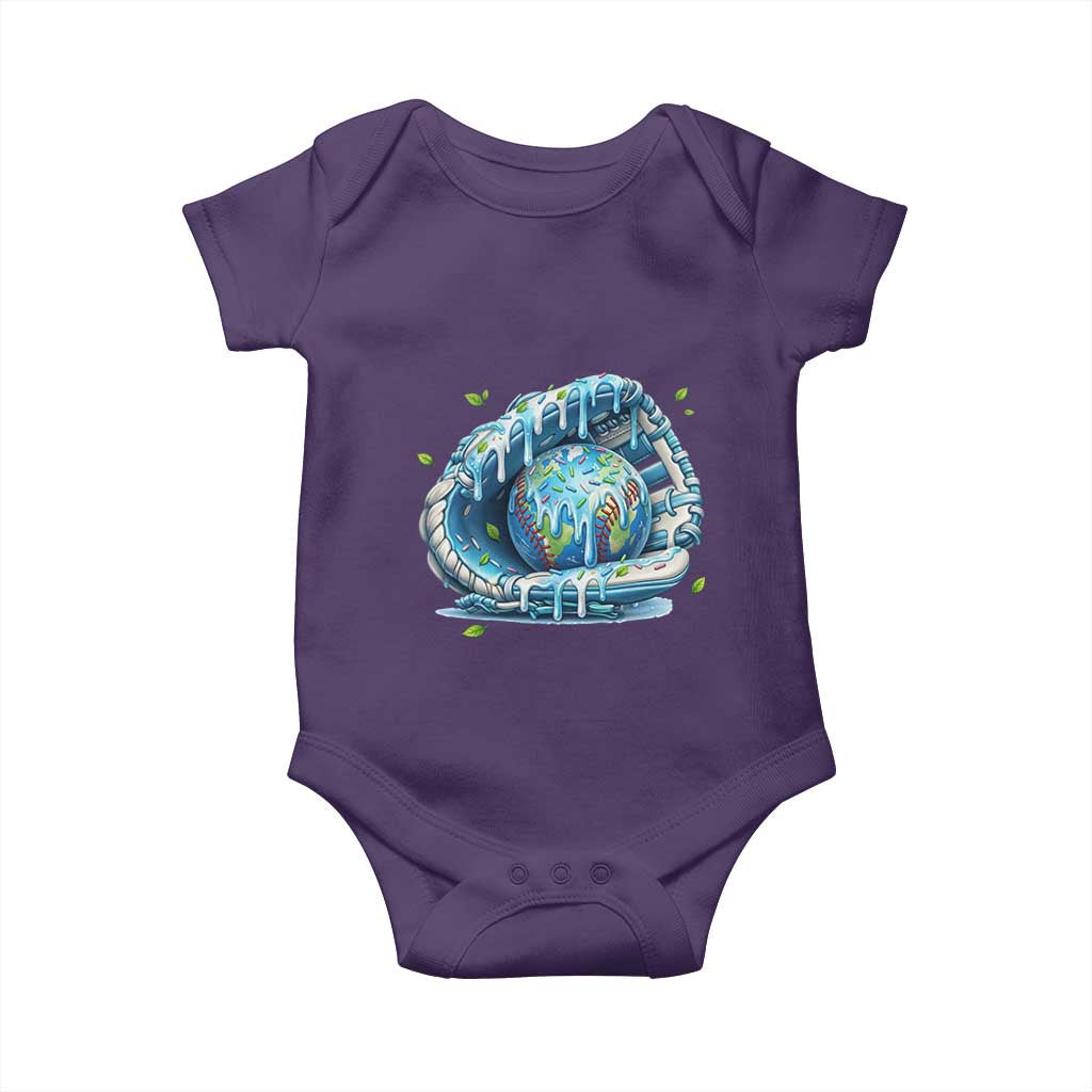 Earth Day Baby Onesie Funny Baseball Ice Cream Drip Glove Eco Friendly TS14 Purple Print Your Wear