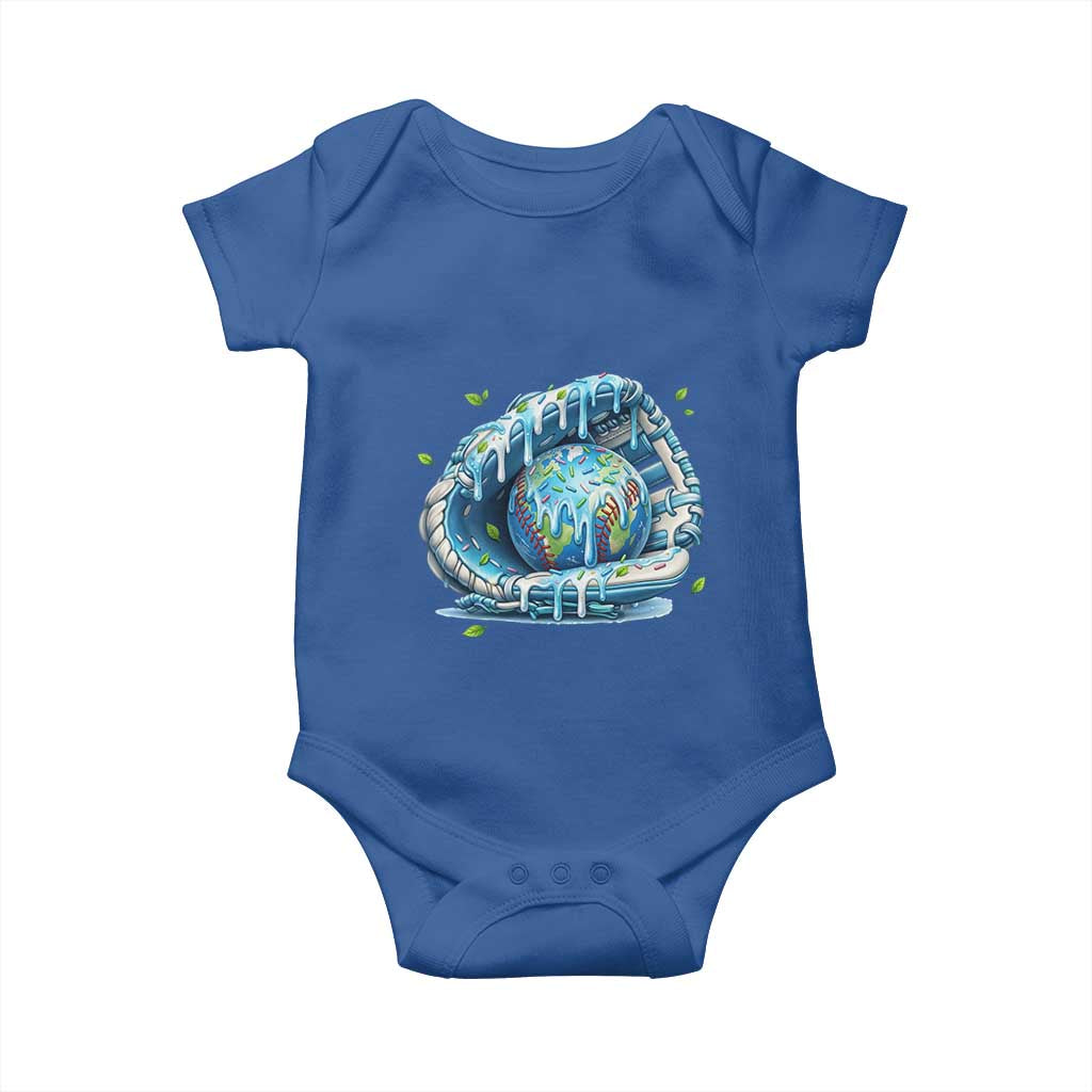 Earth Day Baby Onesie Funny Baseball Ice Cream Drip Glove Eco Friendly TS14 Royal Blue Print Your Wear