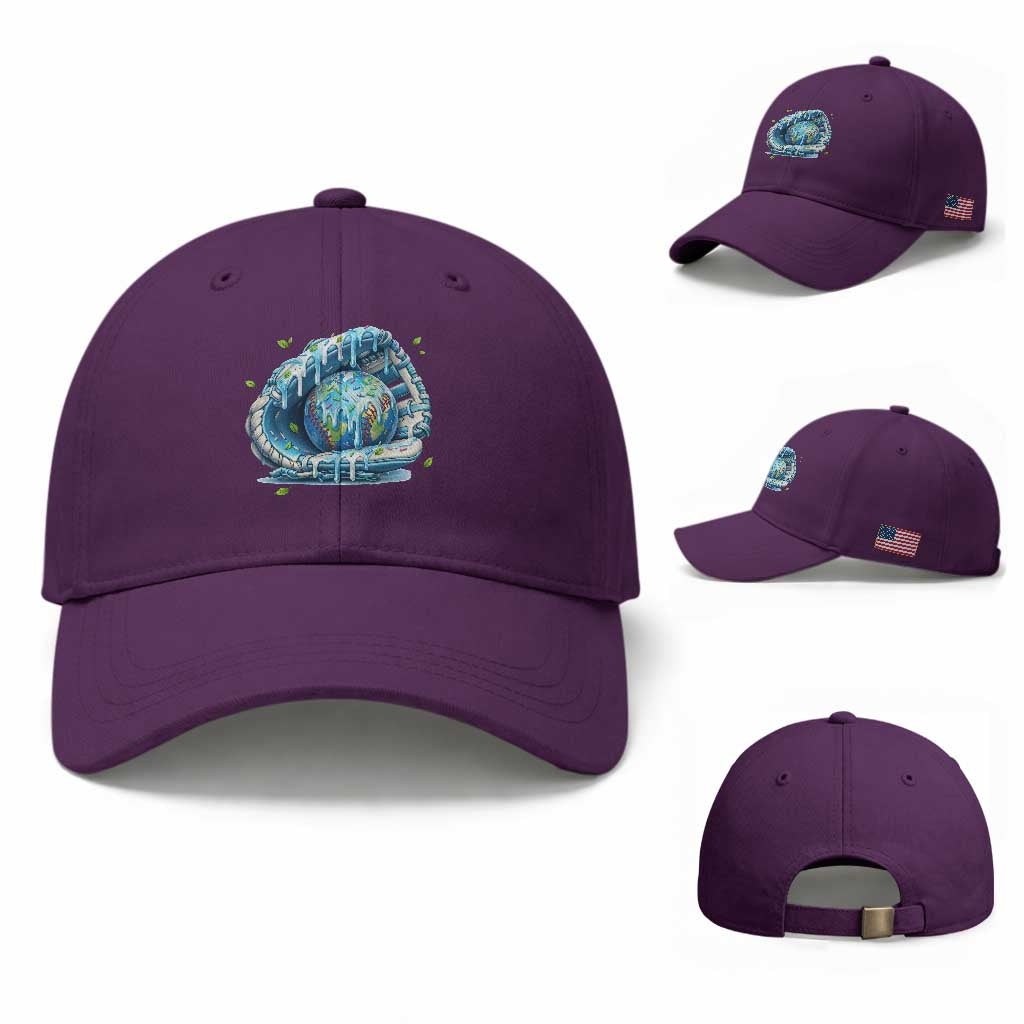 Earth Day Baseball Cap Funny Baseball Ice Cream Drip Glove Eco Friendly TS14 Baseball Cap Universal Fit Purple Print Your Wear