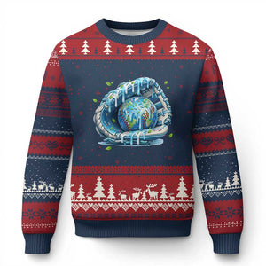 Earth Day Ugly Christmas Sweater Funny Baseball Ice Cream Drip Glove Eco Friendly TS14 Navy Red Print Your Wear