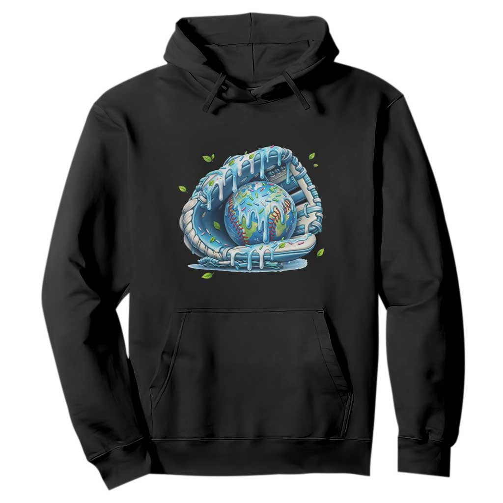 Earth Day Hoodie Funny Baseball Ice Cream Drip Glove Eco Friendly TS14 Black Print Your Wear