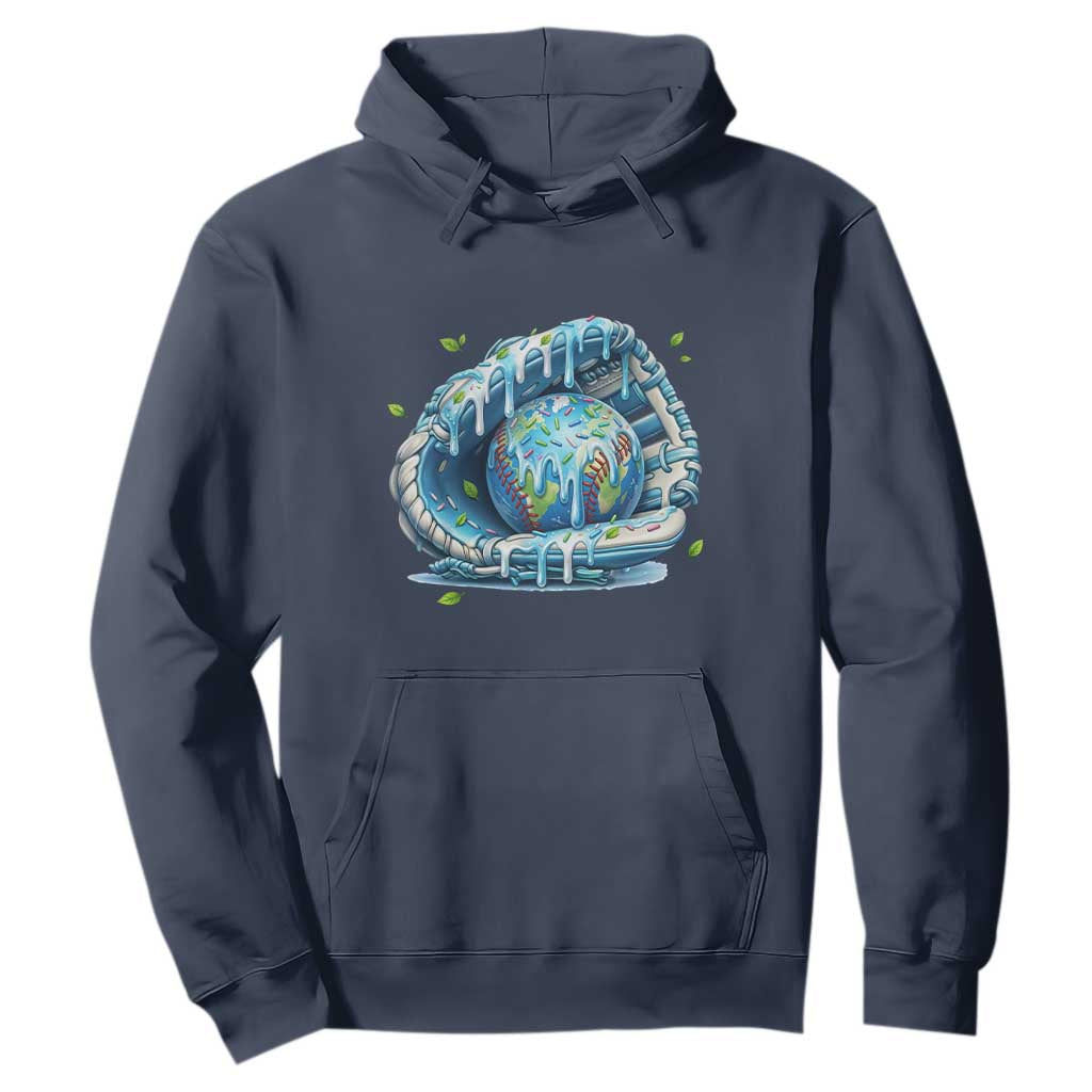 Earth Day Hoodie Funny Baseball Ice Cream Drip Glove Eco Friendly TS14 Navy Print Your Wear