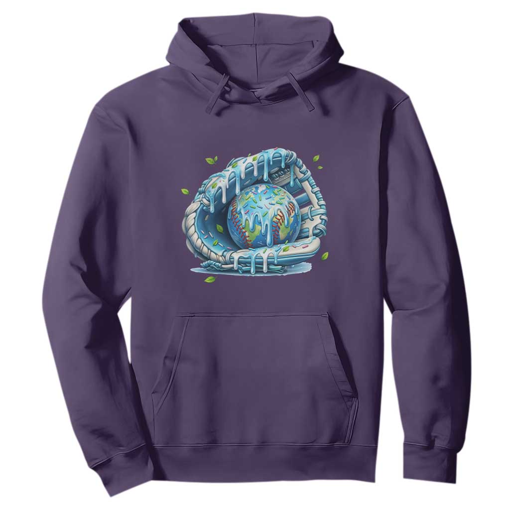 Earth Day Hoodie Funny Baseball Ice Cream Drip Glove Eco Friendly TS14 Purple Print Your Wear