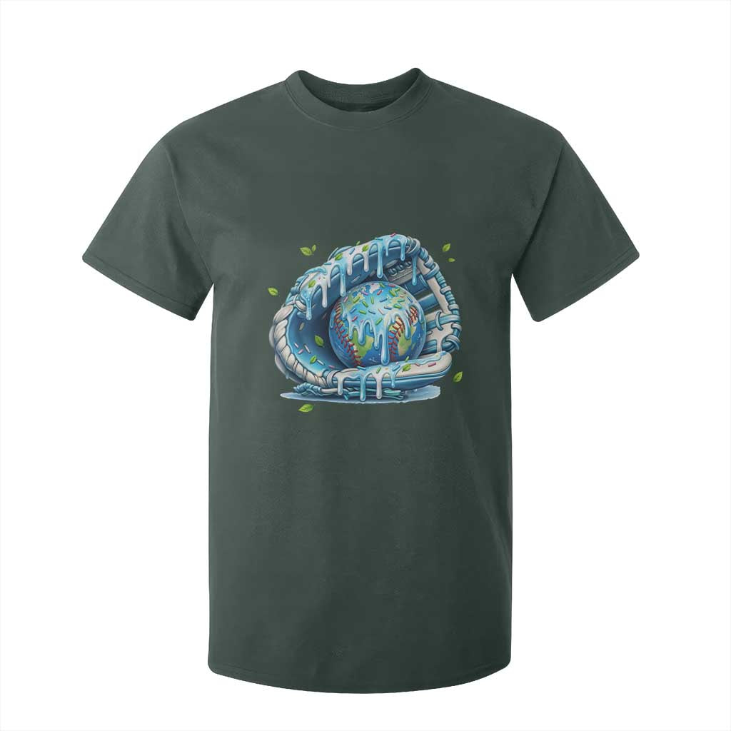 Earth Day T Shirt For Kid Funny Baseball Ice Cream Drip Glove Eco Friendly TS14 Dark Forest Green Print Your Wear