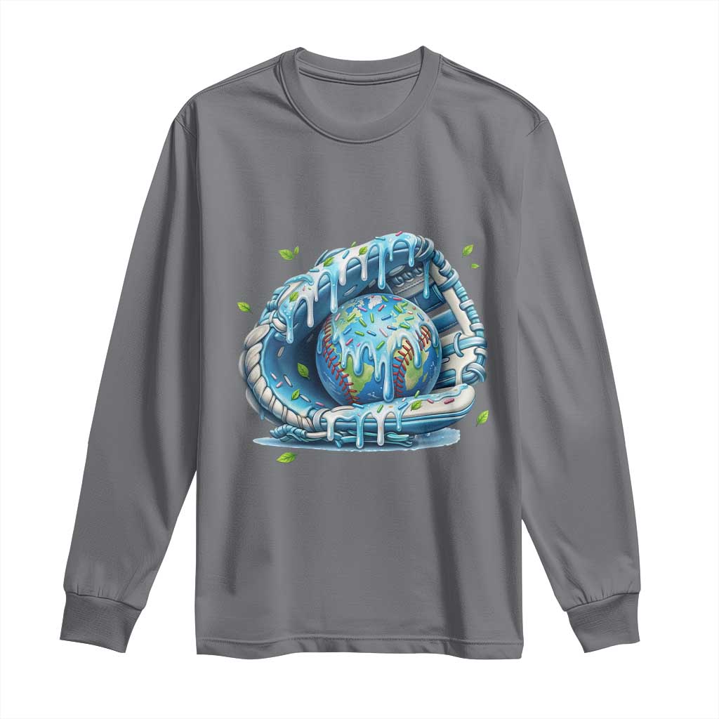 Earth Day Long Sleeve Shirt Funny Baseball Ice Cream Drip Glove Eco Friendly TS14 Charcoal Print Your Wear