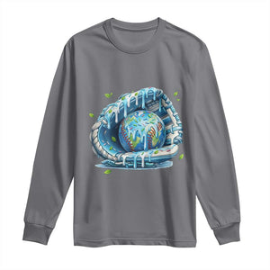 Earth Day Long Sleeve Shirt Funny Baseball Ice Cream Drip Glove Eco Friendly TS14 Charcoal Print Your Wear