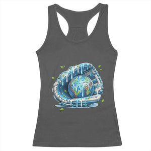 Earth Day Racerback Tank Top Funny Baseball Ice Cream Drip Glove Eco Friendly TS14 Dark Heather Print Your Wear