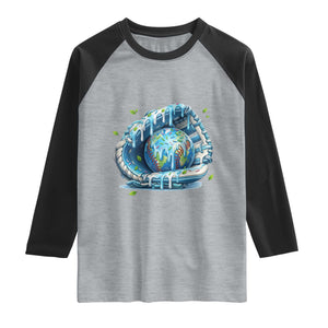 Earth Day Raglan Shirt Funny Baseball Ice Cream Drip Glove Eco Friendly TS14 Heather Gray Black Print Your Wear