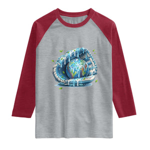 Earth Day Raglan Shirt Funny Baseball Ice Cream Drip Glove Eco Friendly TS14 Heather Gray Heather Red Print Your Wear
