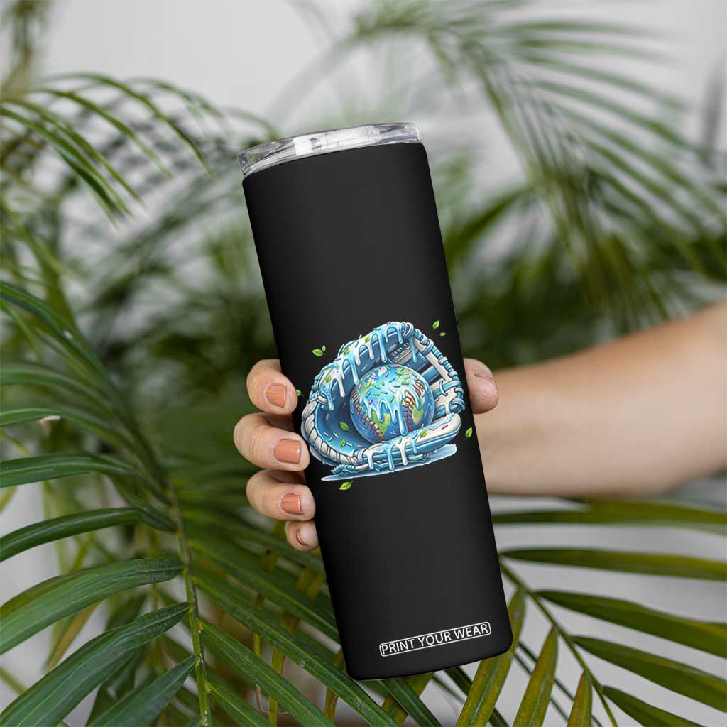 Earth Day Skinny Tumbler Funny Baseball Ice Cream Drip Glove Eco Friendly TS14 Print Your Wear