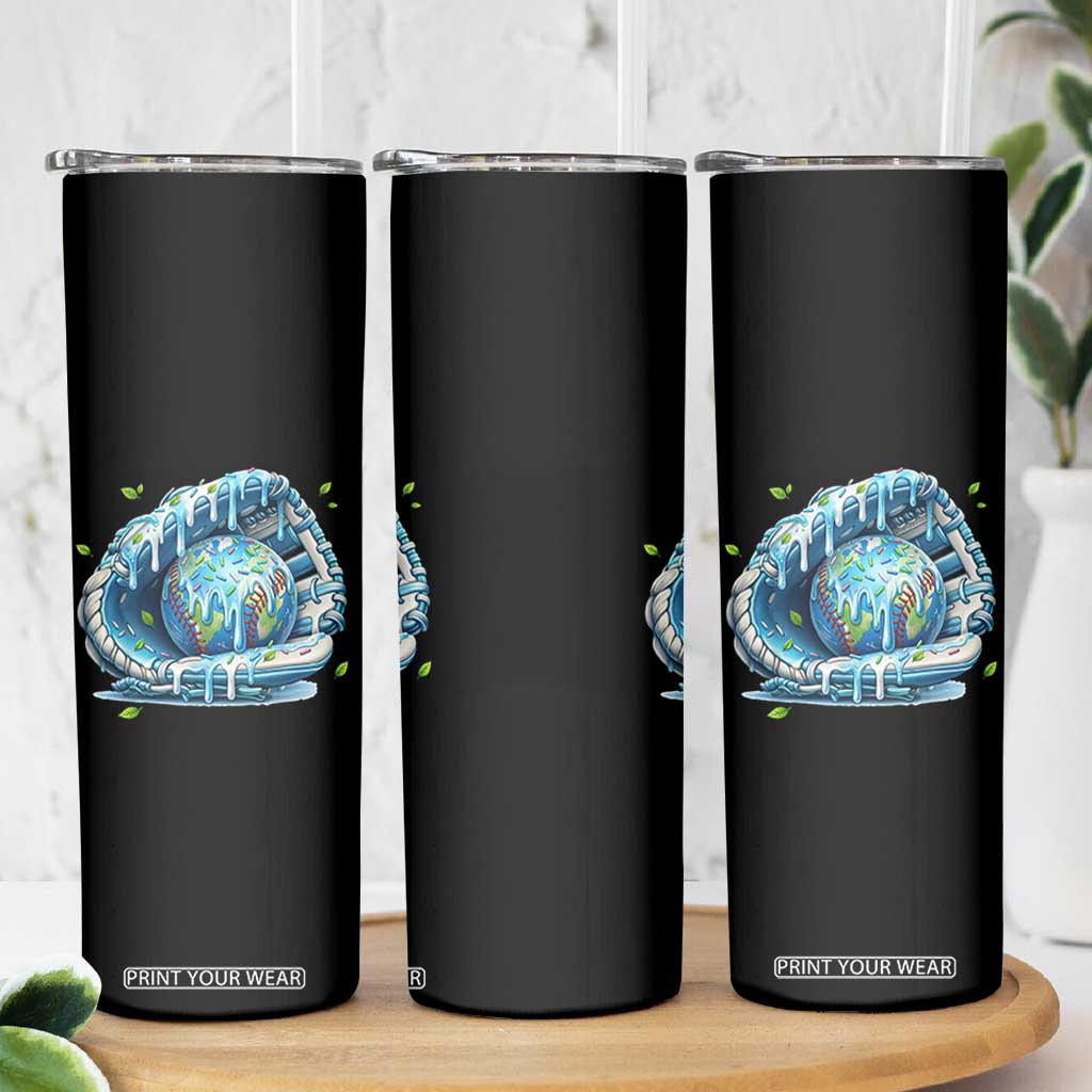 Earth Day Skinny Tumbler Funny Baseball Ice Cream Drip Glove Eco Friendly TS14 Print Your Wear