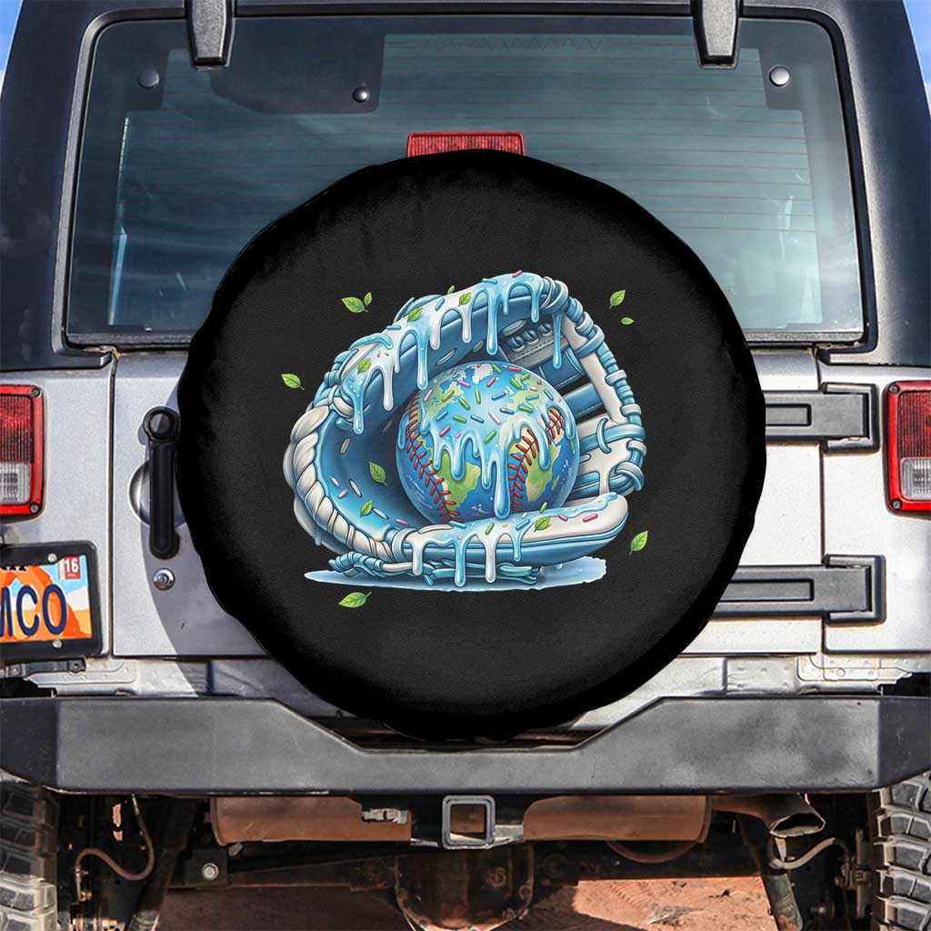 Earth Day Spare Tire Cover Funny Baseball Ice Cream Drip Glove Eco Friendly TS14 No hole Black Print Your Wear