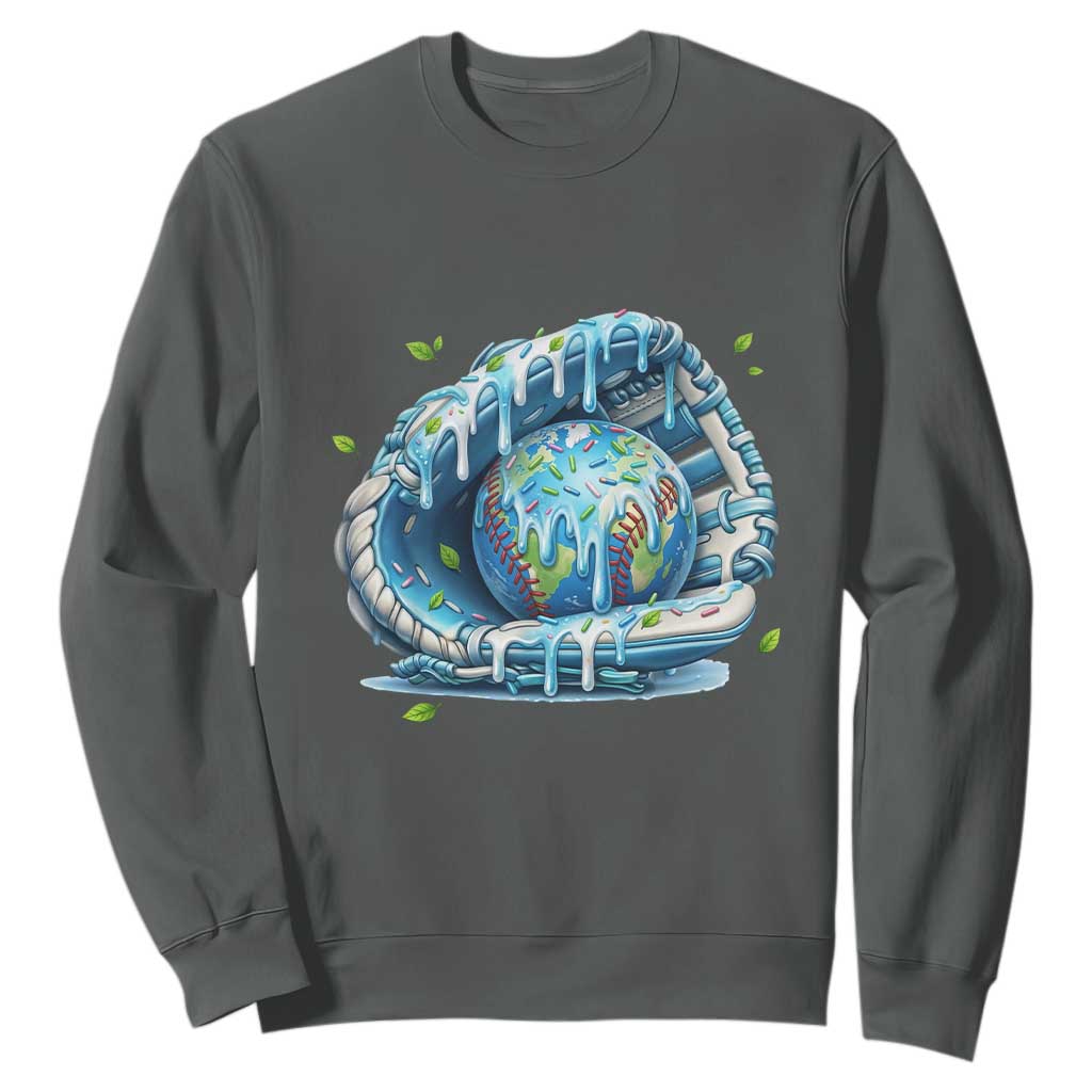 Earth Day Sweatshirt Funny Baseball Ice Cream Drip Glove Eco Friendly TS14 Dark Heather Print Your Wear