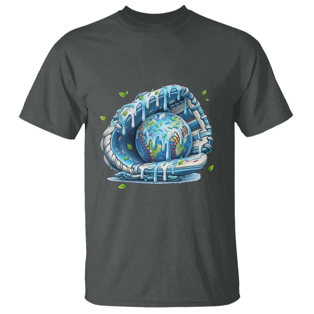 Earth Day T Shirt Funny Baseball Ice Cream Drip Glove Eco Friendly TS14 Dark Heather Print Your Wear