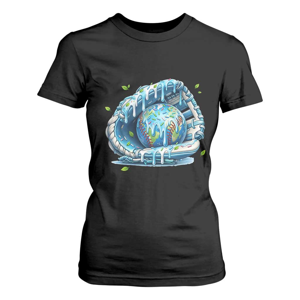 Earth Day T Shirt For Women Funny Baseball Ice Cream Drip Glove Eco Friendly TS14 Black Print Your Wear