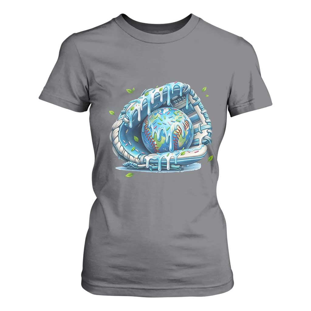 Earth Day T Shirt For Women Funny Baseball Ice Cream Drip Glove Eco Friendly TS14 Charcoal Print Your Wear