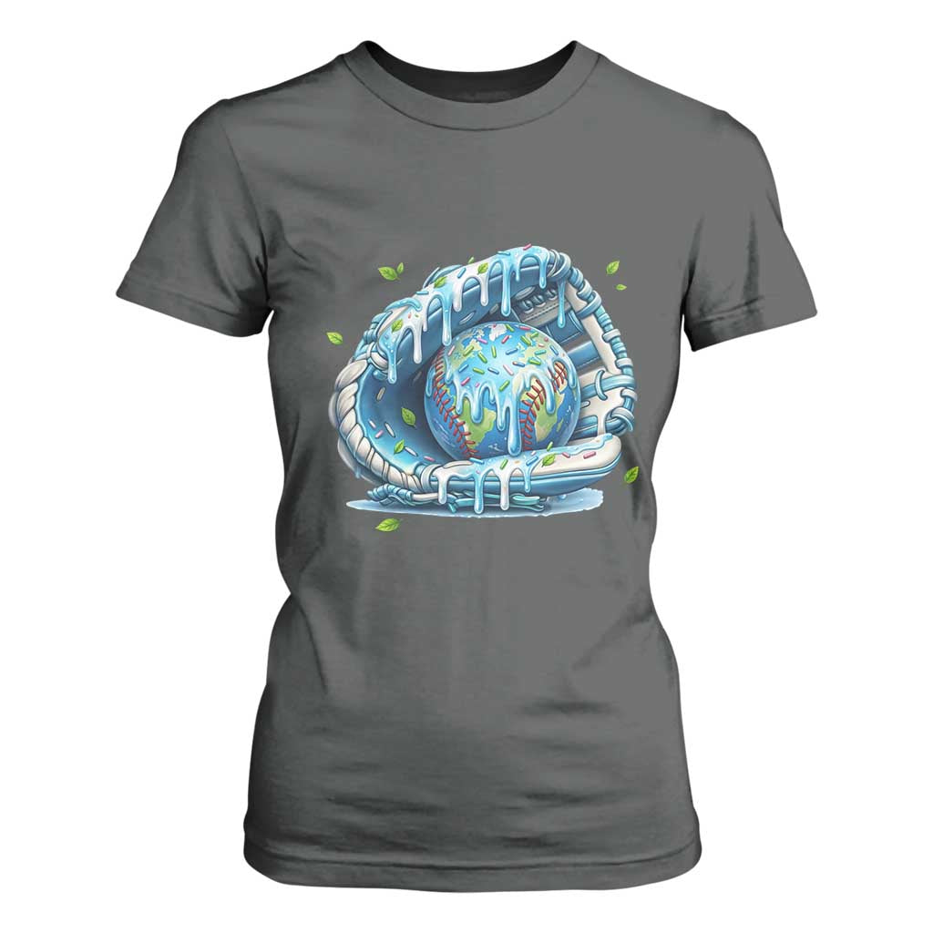 Earth Day T Shirt For Women Funny Baseball Ice Cream Drip Glove Eco Friendly TS14 Dark Heather Print Your Wear
