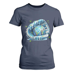 Earth Day T Shirt For Women Funny Baseball Ice Cream Drip Glove Eco Friendly TS14 Navy Print Your Wear