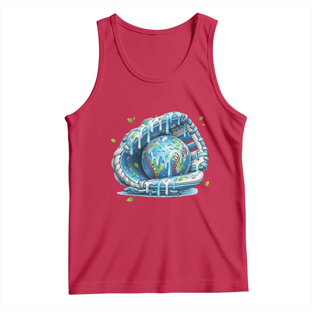 Earth Day Tank Top Funny Baseball Ice Cream Drip Glove Eco Friendly TS14 Red Print Your Wear