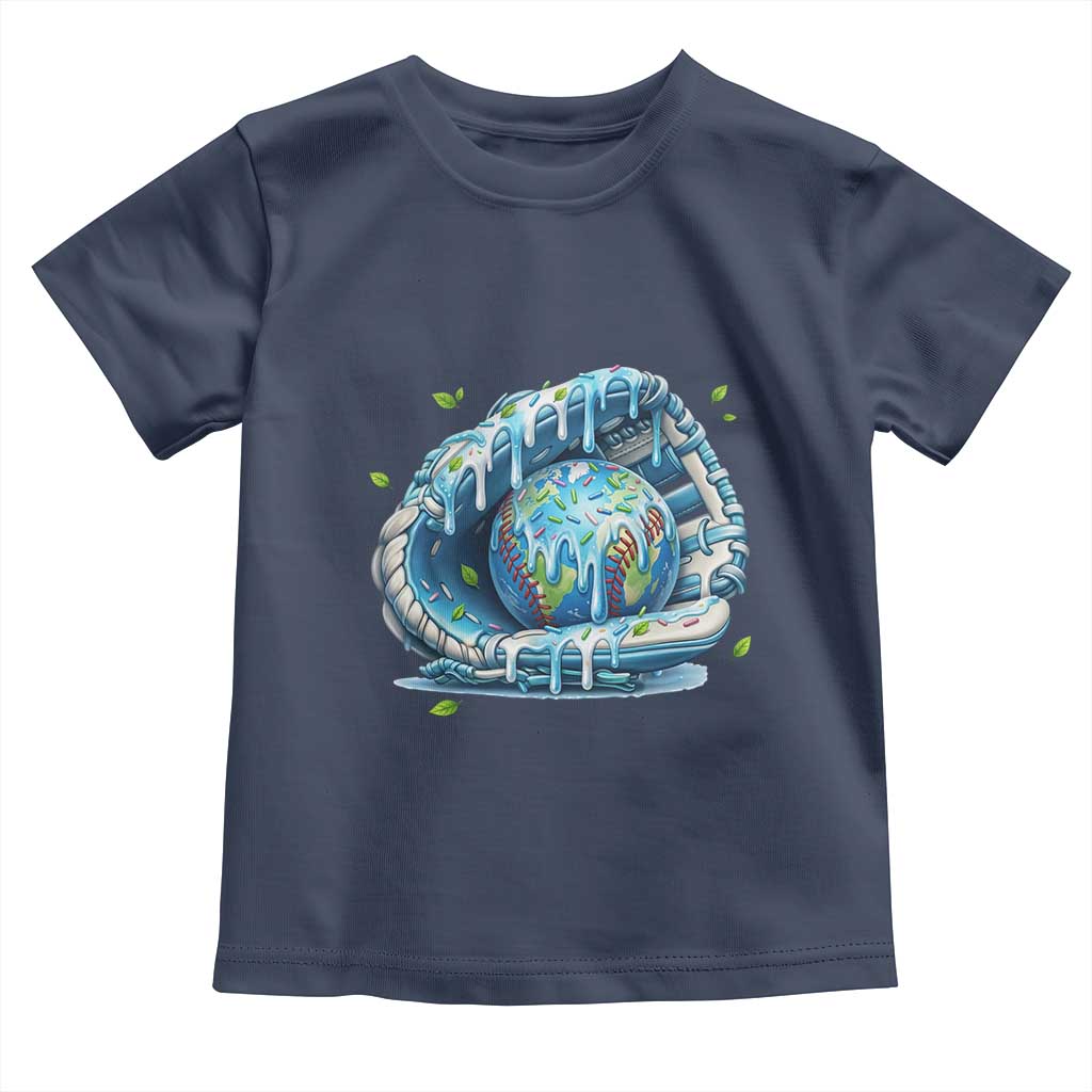 Earth Day Toddler T Shirt Funny Baseball Ice Cream Drip Glove Eco Friendly TS14 Navy Print Your Wear