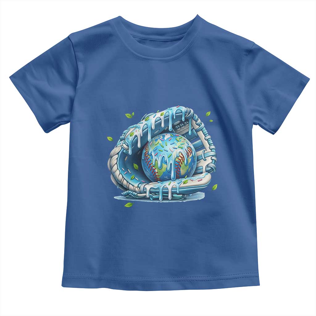 Earth Day Toddler T Shirt Funny Baseball Ice Cream Drip Glove Eco Friendly TS14 Royal Blue Print Your Wear
