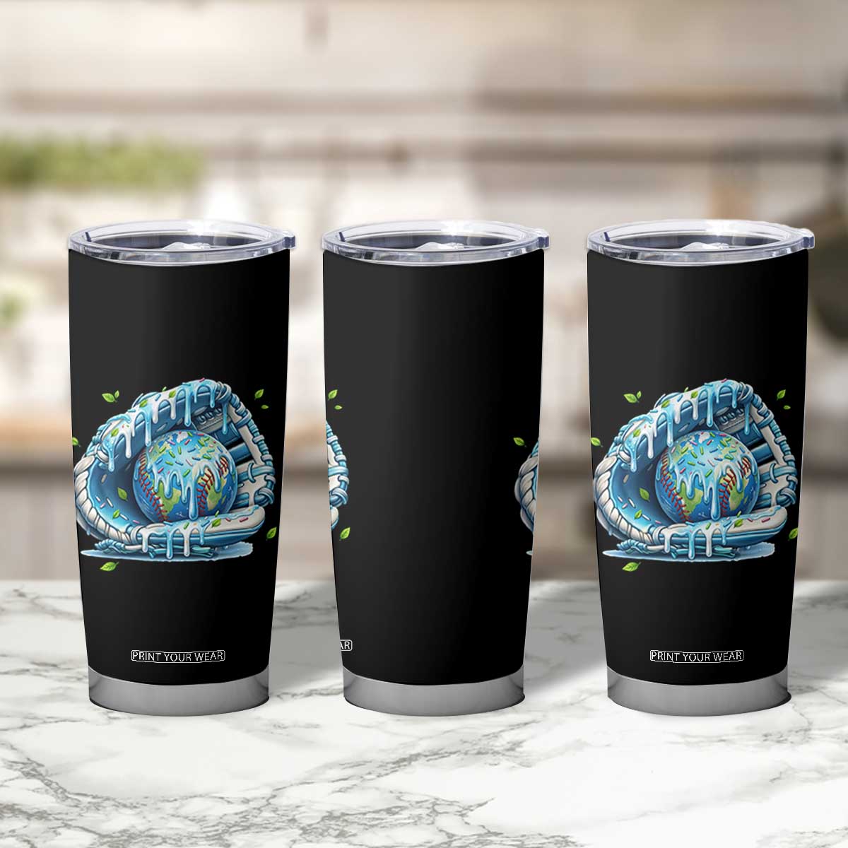 Earth Day Tumbler Cup Funny Baseball Ice Cream Drip Glove Eco Friendly TS14 Print Your Wear