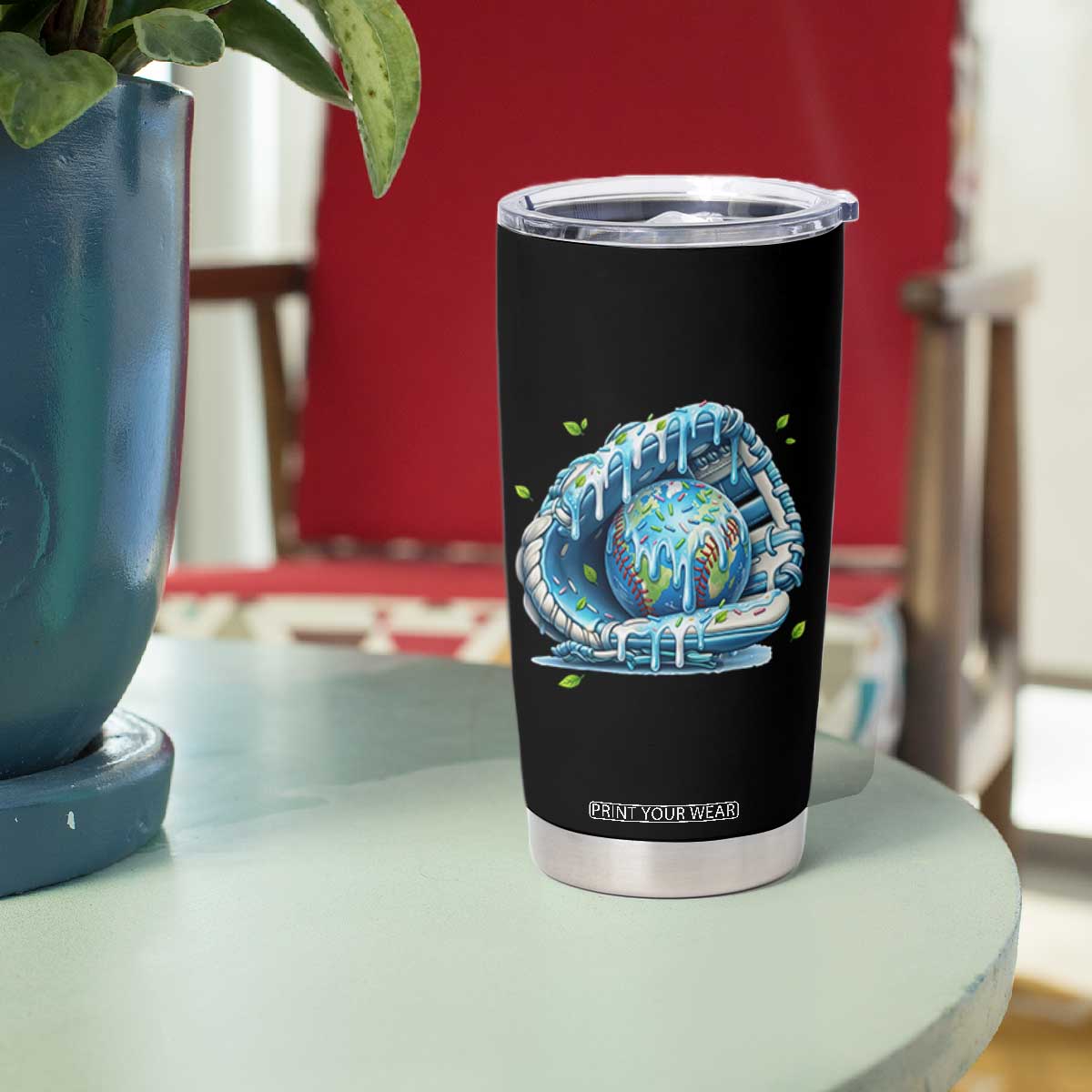 Earth Day Tumbler Cup Funny Baseball Ice Cream Drip Glove Eco Friendly TS14 Print Your Wear