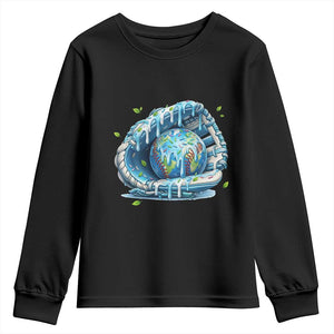 Earth Day Youth Sweatshirt Funny Baseball Ice Cream Drip Glove Eco Friendly TS14 Black Print Your Wear