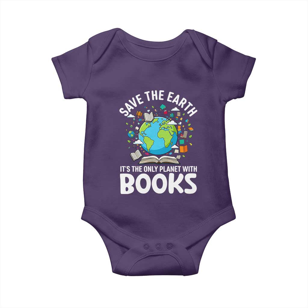 Save the Earth Baby Onesie It's the Only Planet with Books TS14 Purple Print Your Wear