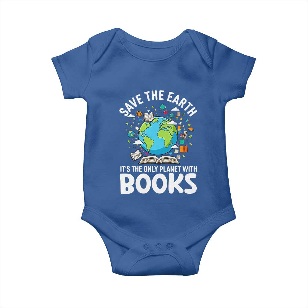 Save the Earth Baby Onesie It's the Only Planet with Books TS14 Royal Blue Print Your Wear