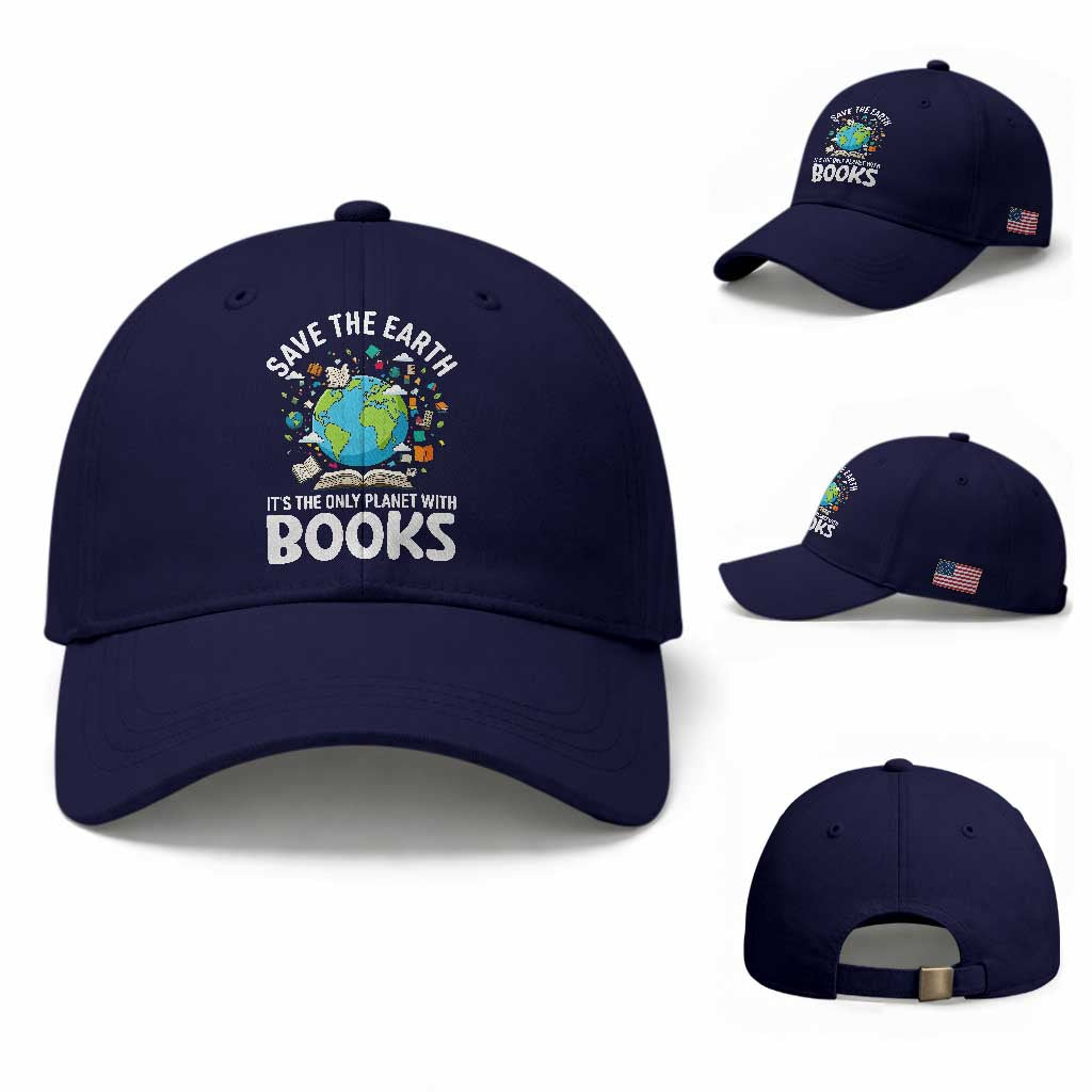 Save the Earth Baseball Cap It's the Only Planet with Books TS14 Baseball Cap Universal Fit Dark Blue Print Your Wear