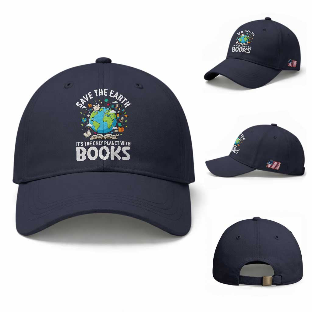 Save the Earth Baseball Cap It's the Only Planet with Books TS14 Baseball Cap Universal Fit Navy Print Your Wear