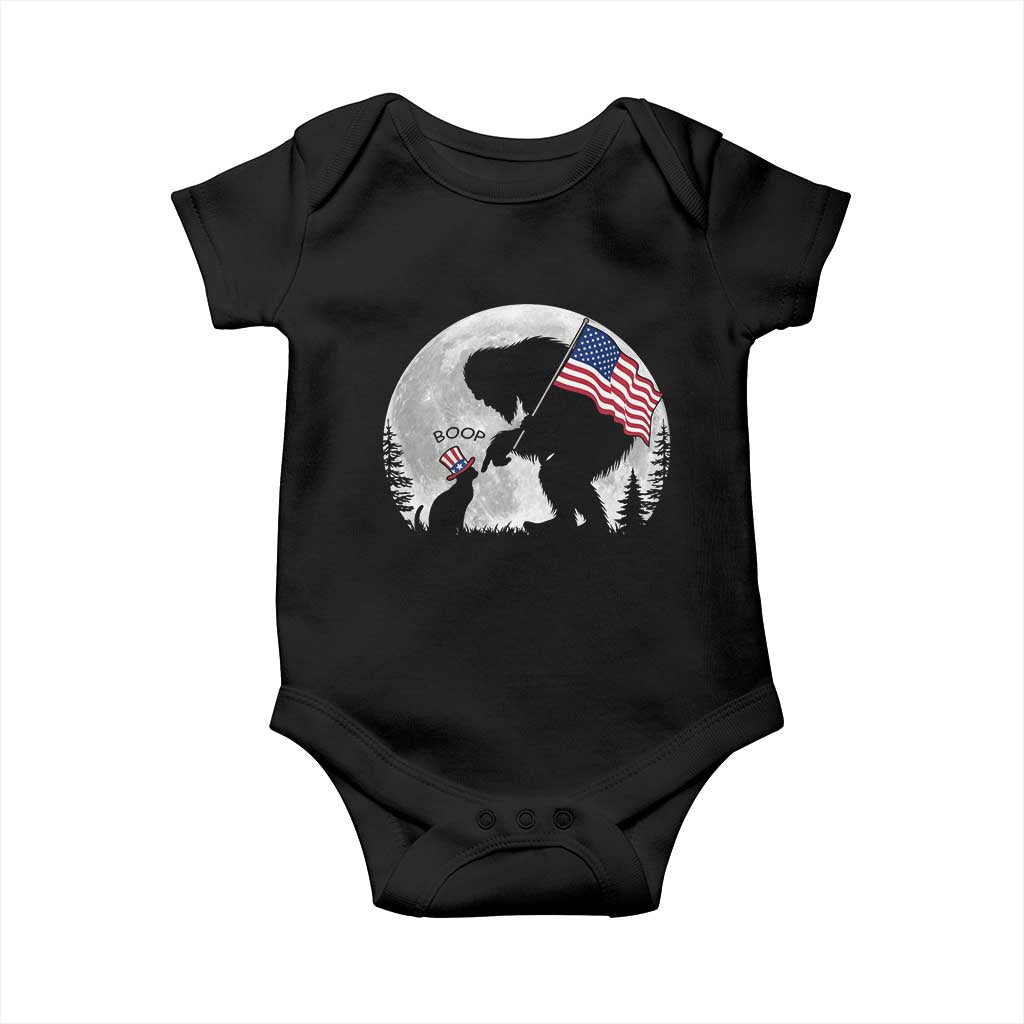 Bigfoot Boop Cat Moon Baby Onesie Funny Sasquatch Meme 4th of July TS14 Black Print Your Wear