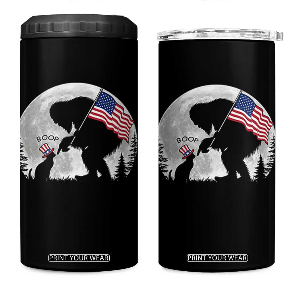 Bigfoot Boop Cat Moon 4 in 1 Can Cooler Tumbler Funny Sasquatch Meme 4th of July TS14 One Size: 16 oz Black Print Your Wear