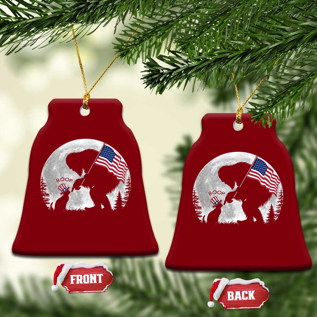 Bigfoot Boop Cat Moon Ceramic Ornament Funny Sasquatch Meme 4th of July