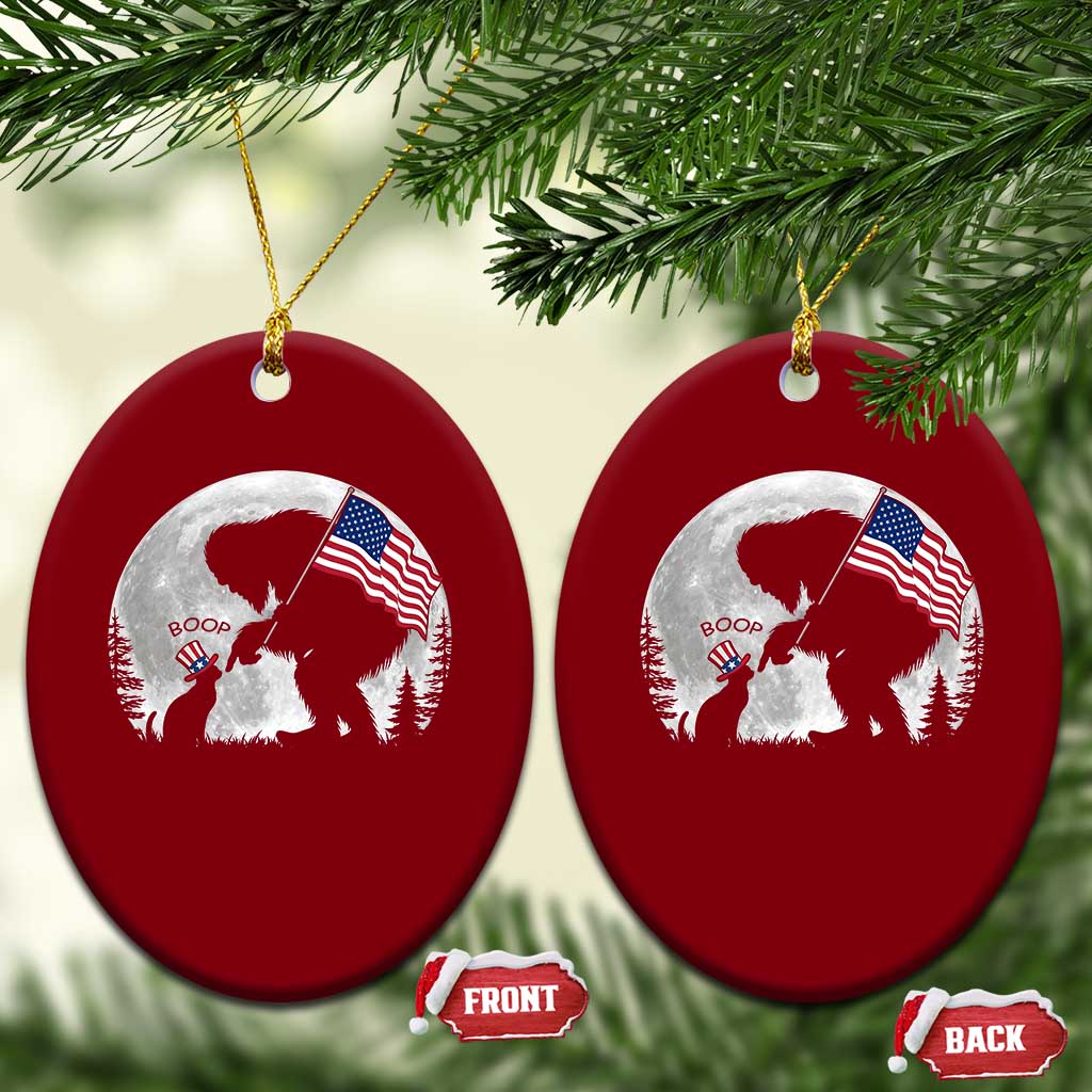 Bigfoot Boop Cat Moon Ceramic Ornament Funny Sasquatch Meme 4th of July