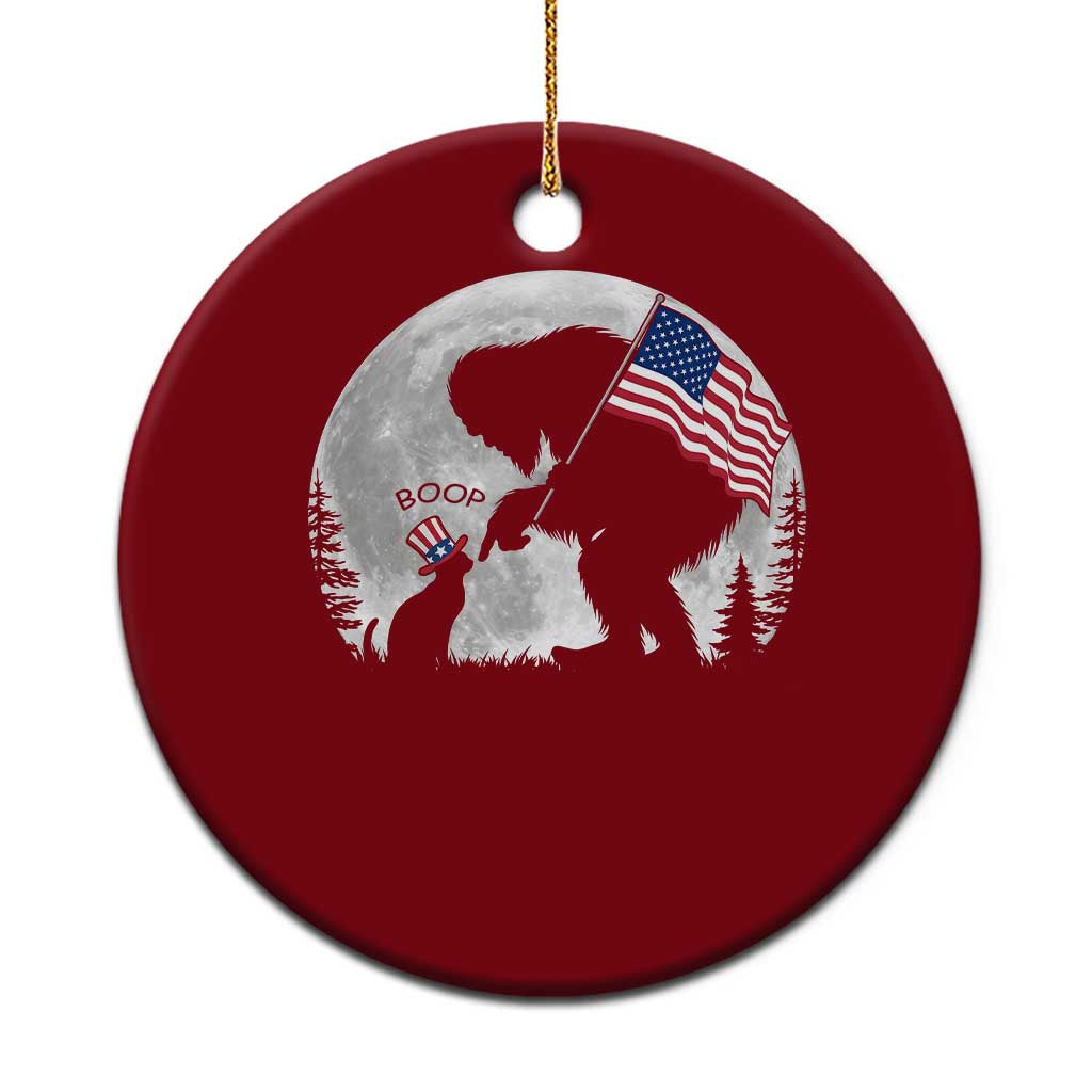 Bigfoot Boop Cat Moon Ceramic Ornament Funny Sasquatch Meme 4th of July
