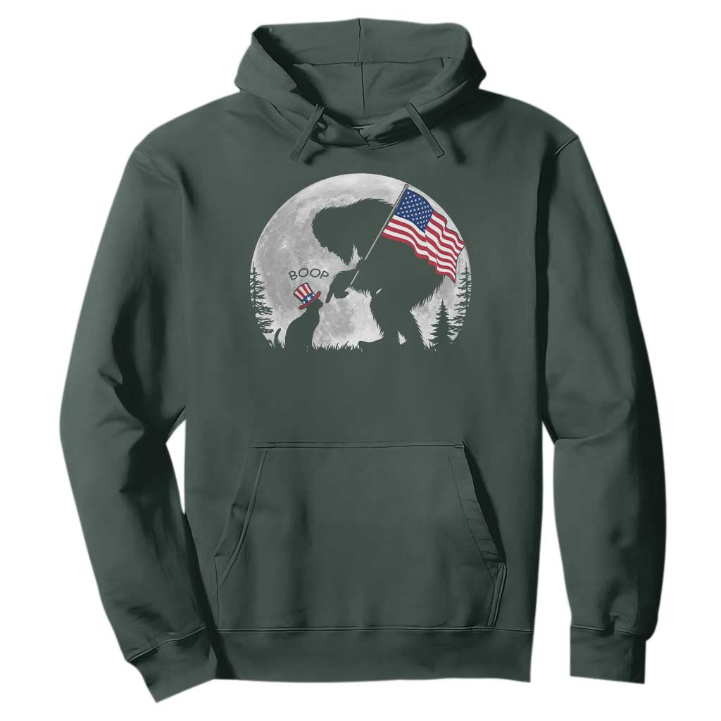 Bigfoot Boop Cat Moon Hoodie Funny Sasquatch Meme 4th of July TS14 Dark Forest Green Print Your Wear