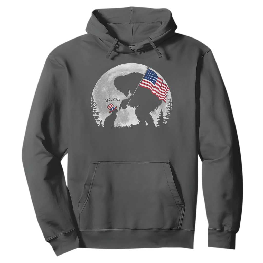 Bigfoot Boop Cat Moon Hoodie Funny Sasquatch Meme 4th of July TS14 Dark Heather Print Your Wear