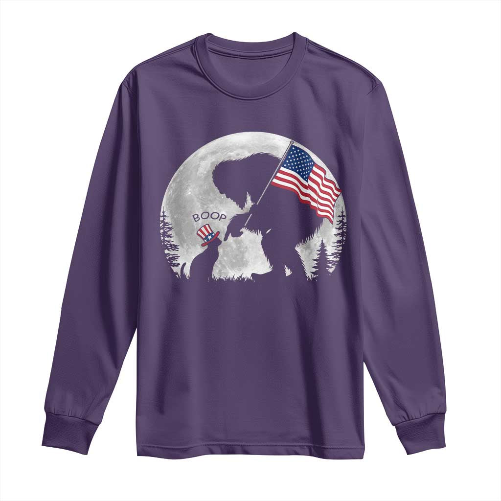 Bigfoot Boop Cat Moon Long Sleeve Shirt Funny Sasquatch Meme 4th of July TS14 Purple Print Your Wear