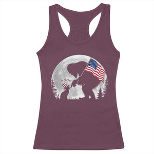 Bigfoot Boop Cat Moon Racerback Tank Top Funny Sasquatch Meme 4th of July